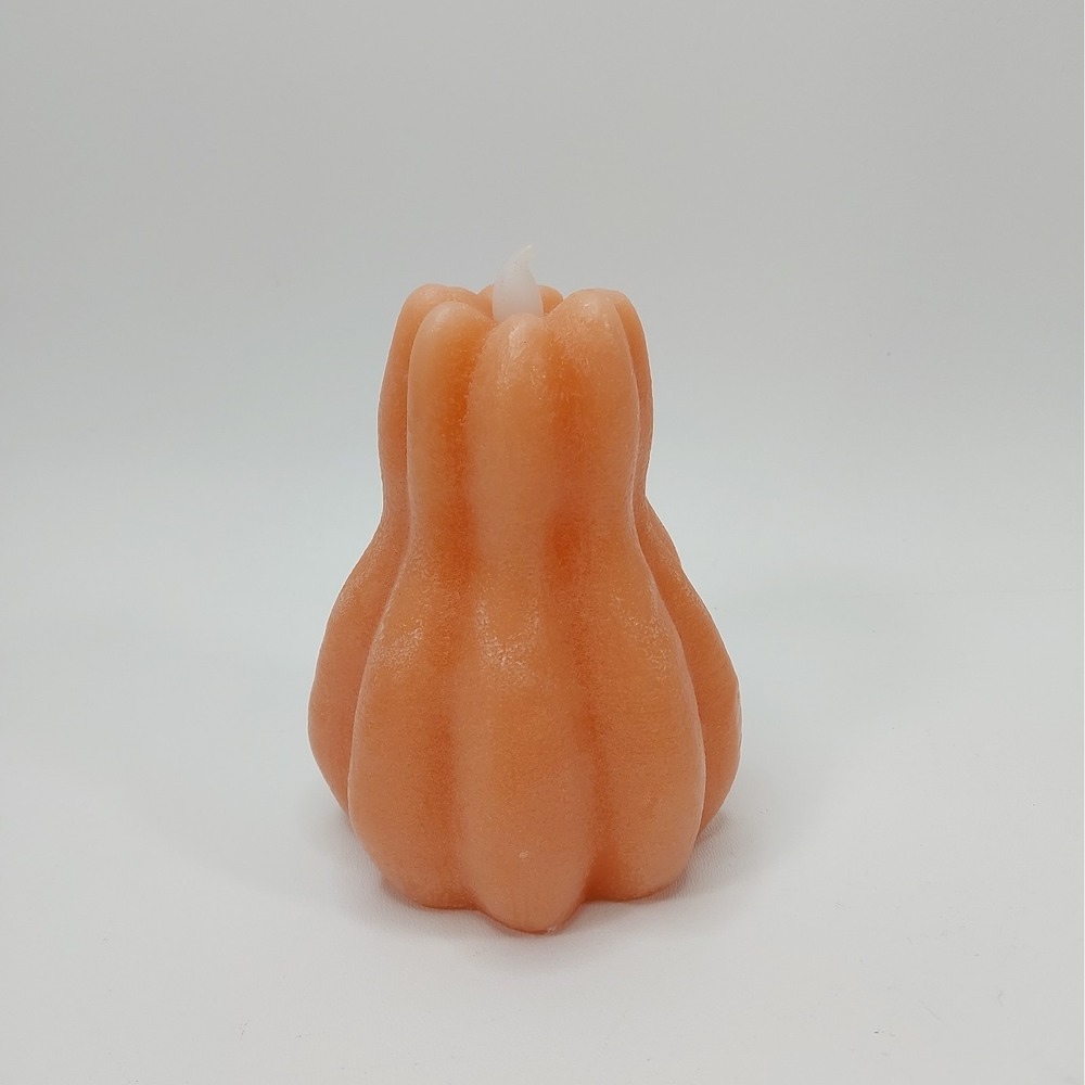 Mud Pie Gourd Figural Flameless Flickering LED Candle Dark Orange